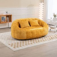 sofa tipo puf de 2 plazas amarillo 150  95  63 cm respaldo alto y espuma
