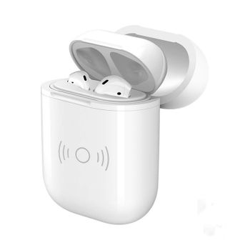 Cyoo Funda de Carga para Airpods, Color Blanco, Recargable con Cable o inalámbrico