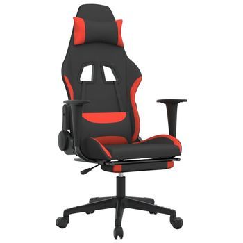 Silla Gaming Con Reposapiés Tela Negro Y Rojo Vidaxl