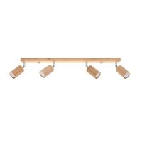regleta orel 4 luces madera natural