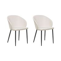 conjunto de 2 sillas de comedor retro tapizadas con reposabrazos color beige claro mason