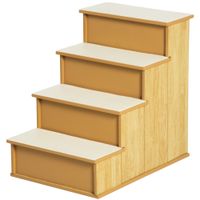 pawhut escalera para mascotas escalones para perros gatos con acolchados desmontables carga 30 kg 40x59x542 cm natural y crema