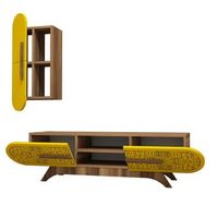mueble tv con estante dafne amarillo nogal