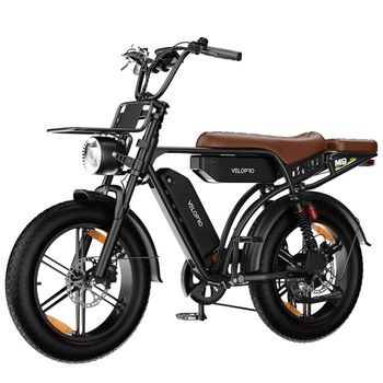 Bicicleta Eléctrica De Ruedas Anchas Velopro M9, 250 W, Dos Baterías 48 V 17,5 Ah, Neumáticos 20 × 4,0 Pulgadas, Suspensión Delantera Y Trasera, Negro