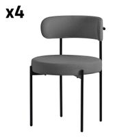 4x sillas de comedor color gris tapizado poliester con respaldo alto