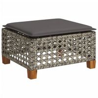 taburete de jardin  otomana de jardin  reposapies de jardin y cojin ratan sintetico gris 635x56x32 cm