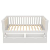 cama divan blanca 90 x 190 cm con 2 cajones y laterales acolchados