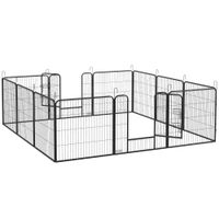 pawhut recinto para perros a 12 paneles modulables de 80x15x80 cm plegable con puerta de acero 12 estacas gris
