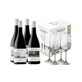 Pack Bardos 2 Romántica + 2 Reserva + 4 Copas Packs De Vinos España Ribera Del Duero 300 Cl. 14.0º