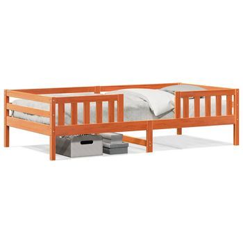 Cama Individual | Cama Para Adultos | Estructura De Cama Madera Maciza De Pino Marrón Cera 80x200 Cm