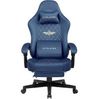 silla gaming gtplayer ergonomica con reposapies y asiento de muelle 150 kg azul