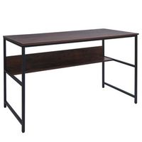mesa de ordenador de oficina con espacio de almacenamiento debajo del tablero 120x60 cm en mdf marron y metal 040006062