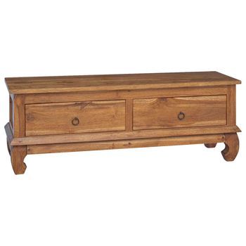 Soporte De Tv Natural 110 X 35 X 40 Cm Madera De Teca Maciza Vidaxl