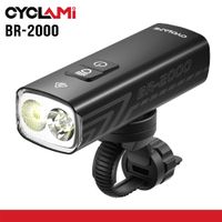 faro de bicicleta cyclami de 2000 lumenes linterna para manillar type-c resaltador de carretera de montana br2000 luz frontal de aleacion de aluminio luz delantera para bicicleta farol delantero