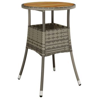 Mesa De Jardín | Mesa De Exterior Madera Acacia Y Ratán Sintético Gris Ø60x75 Cm