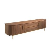 mueble tv nogal y acero pulido dorado angel cerda 3227 220x45x55