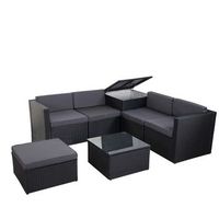 muebles de jardin sillon mesa comoda puf de polirratan para balcon jardin antracita cojin gris oscuro 040003049