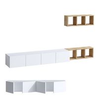mueble tv suspendido pia con estante de madera - 215 x 32 x 25 cm - blanco