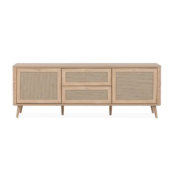 Mesa Baja Kuta 2 Puertas 2 Cajones 175x62,9x40 Roble