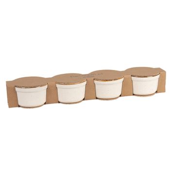 Set de 4 ramequines de gres blanco roto y marrón