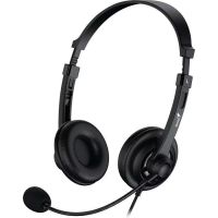 auriculares genius hs-230u con cable usb-c para oficina con microfono flexible y control de volumen negros