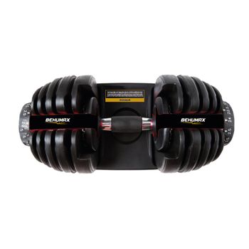 BEHUMAX - Mancuerna ajustable 24 kg sistema dial rápido, recubrimiento termoplástico silencioso, ideal para fuerza HIIT cross training ahorra espacio