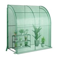 costway mini invernadero con estante para flores invernadero de pared portatil con cubierta de pe para plantulas y macetas 1985 x 98 x 215 cm