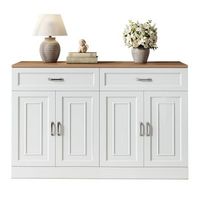aparador - mueble para salon - tablero de particulas - blanco y madera 120x35x805cm