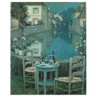 legendarte - cuadro lienzo impresion digital - mesita en el crepusculo de la tarde - henri le sidaner - decoracion pared cm 40x50