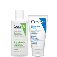 cerave travel size hydrating cleanser  moisturising cream for normal to dry skin