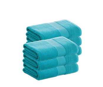 Pack 6 toallas turquesa tocador de algodón donegal 30x50 cm algodón 100% de 500gr/m2 de calidad con secado extra-rápido y de tendencia para primavera-verano