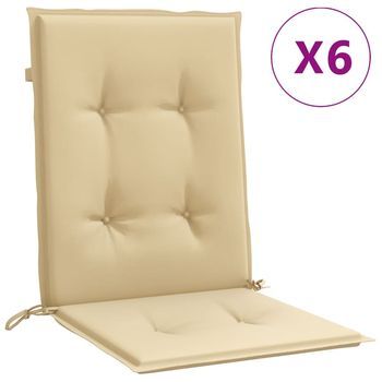 Cojines Silla Respaldo Bajo 6 Ud Tela Beige Melange 100x50x4 Cm