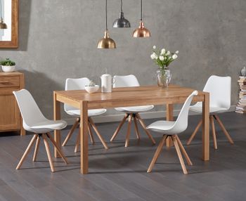Oxford 150cm Solid Oak Dining Table with Oscar Faux Leather Round Leg Chairs