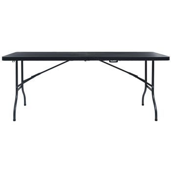 Mesa De Jardín，mesa Para Exteriores，mesa De Patio Plegable Imitación Ratán Hdpe Negro 180x75x72 Cm