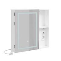 armario de pared con espejo led y enchufe blanco 600x155x600 bzr239-e-w