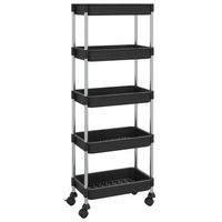carrito de cocinarestanteria de cocina carrito de servir 5 niveles hierro y abs negro 42x29x128 cm
