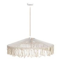 lampara colgante estilo boho flecos cuerda de papel tejida blanco akobo