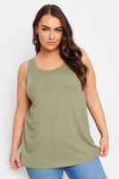 yours camiseta lisa verde salvia sin mangas mujer curvy y tallas grandes yours