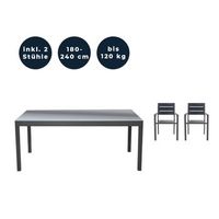 grupo de asientos de jardin extensible sol madera - 180240 x 90 cm 2 sillas