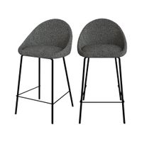 set de 2 sillas para isla de cocina en tela gris 65 cm