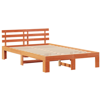 Cama Matrimonial | Cama Doble | Estructura De Cama De Madera De Pino Marrón Encerado Madera Maciza Cfw68810
