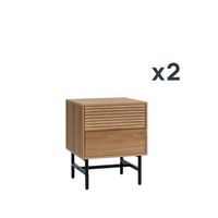 pack 2 mesitas de noche de 2 cajones en madera color natural klast home 44 x 55 cm - natural