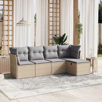 conjunto de sofas jardin con cojines beige mezcla 5 uds  mueble jardin mesa y sillas ratan pe cfw520339
