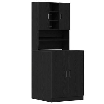 Armario Para Lavadora 2 Uds. Roble Negro 70,5 X 71,5 X 181,5 Cm Vidaxl