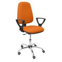 silla de oficina ergonomica con mecanismo de contacto permanente y regulable en altura  asiento y tejido tapizado en tejido bali color naranja brazos fijos incluidos piqueras y crespo modelo 17cp