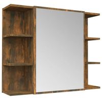 armario con espejo bano  mueble de bano madera roble ahumado 80x205x64 cm