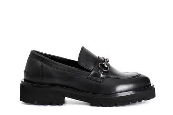 mocasín de piel para mujer con bocado de caballo. black
