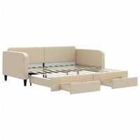 cama para adulto  cama individual  sofa cama nido con cajones tela color crema 100x200 cm