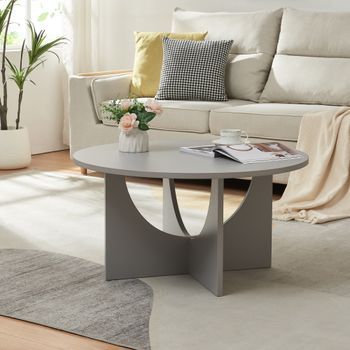 Mesa De Centro Rindal Redonda Ø80x42 Cm - Gris Claro [en.casa]