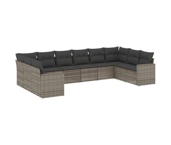 Vidaxl set de sofás de jardín 10 pzas con cojines ratán sintético gris